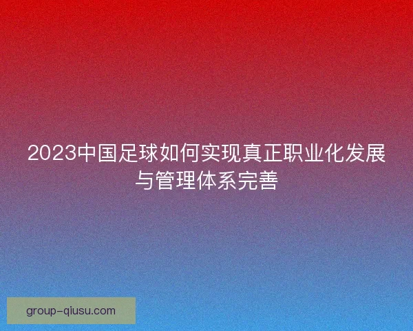 2023中国足球如何实现真正职业化发展与管理体系完善