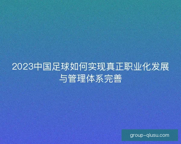 2023中国足球如何实现真正职业化发展与管理体系完善