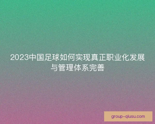 2023中国足球如何实现真正职业化发展与管理体系完善